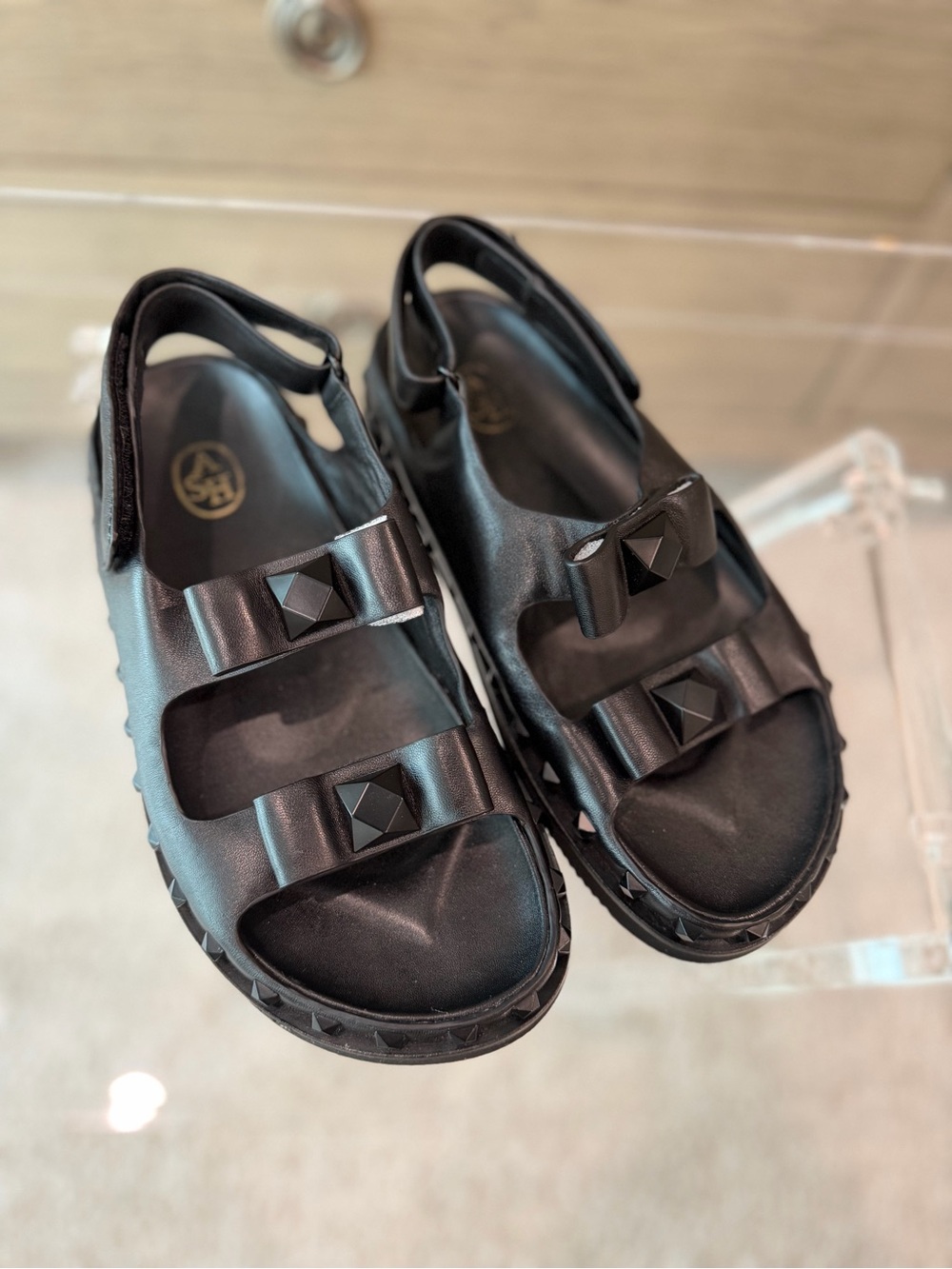 Ash Black Ursula Slip On Slingback Studded Sandel Aizw 38/8
